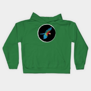 Artwork of Scarlet Macaw Parrot in Flight II Kids Hoodie